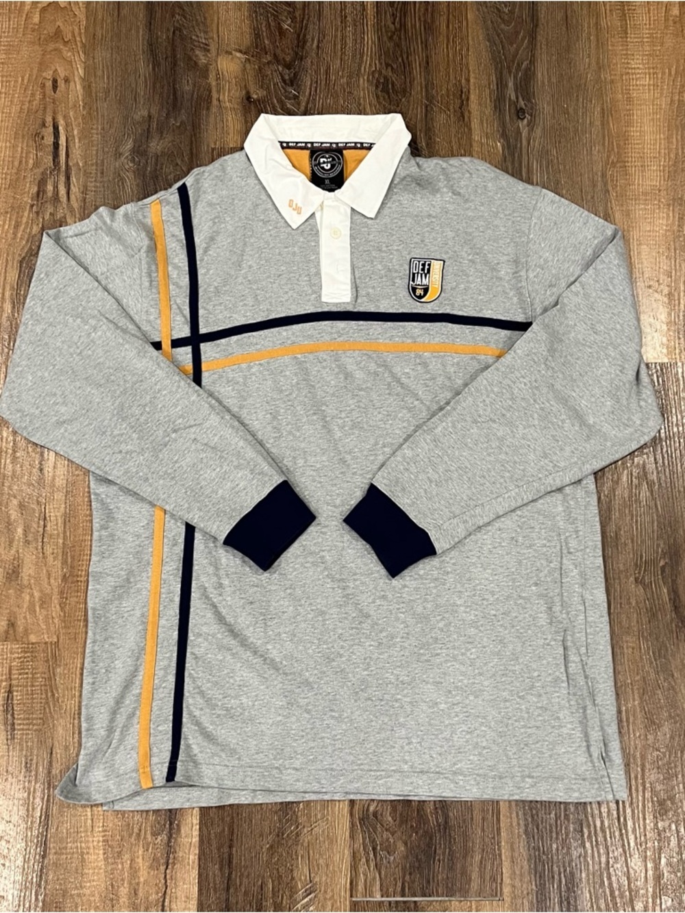 Vintage Def Jam University Colorblock Striped Rugby Shirt Y2K XL